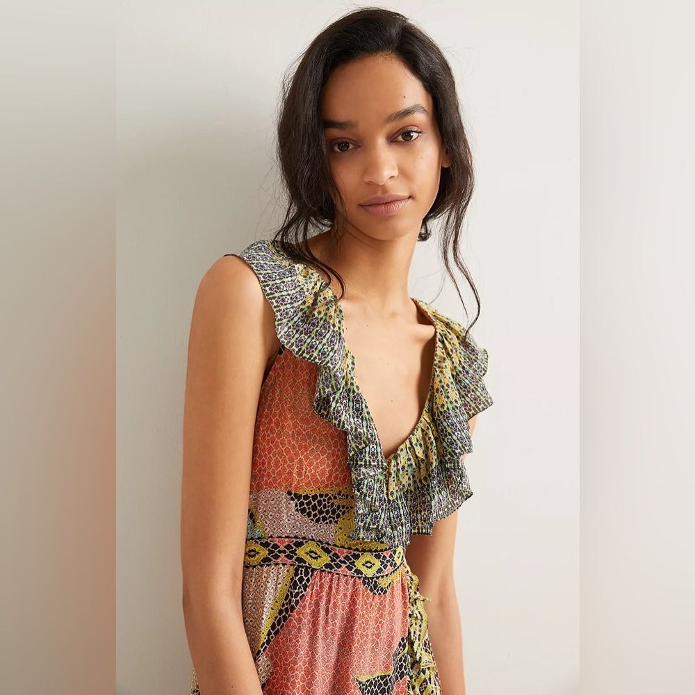 Anthropologie Bhanuni by Jyoti Ruffled Maxi Dress Women's Large - Picture 4 of 11